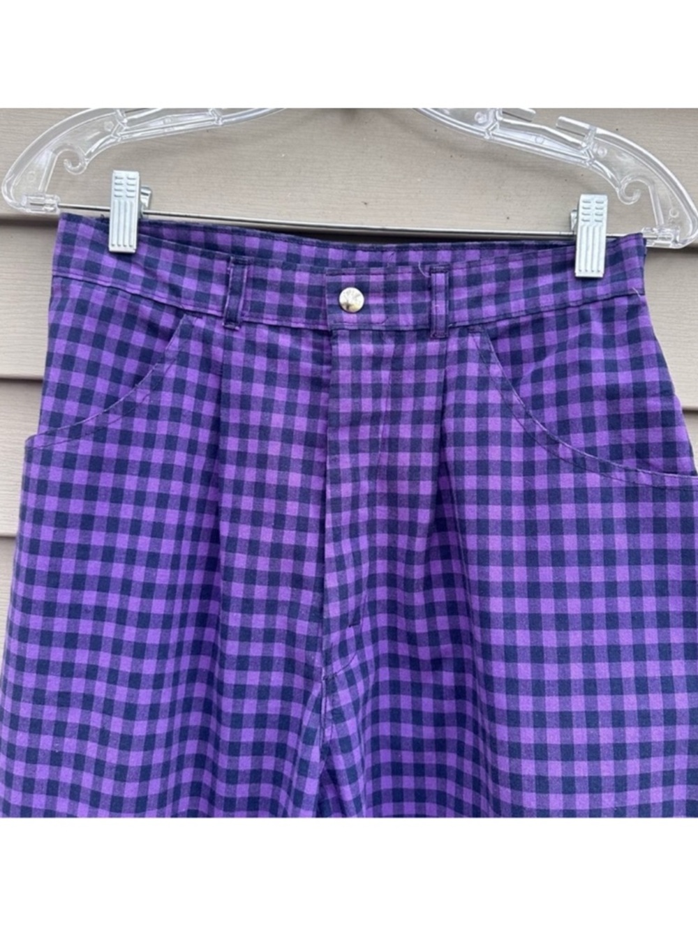 Vintage purple & black check mom jeans 80s Palmetto USA made - Picture 2 of 6